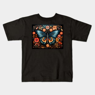 Cottagecore Aesthetic Butterfly Flowers Kids T-Shirt
